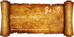 Zsarnai Irén névjegykártya